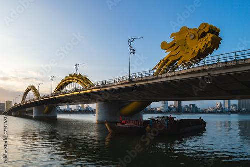 Fotografie Dragon Bridge, the landmark of Da Nang crossing han river in vietnam