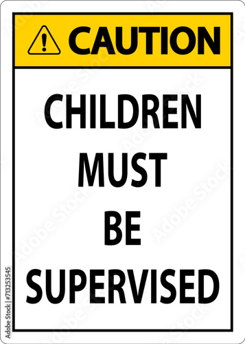 Pool Safety Sign Caution, Children Must be Supervised