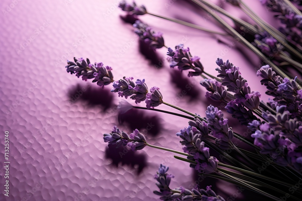 Obraz premium Beautiful lavender branches on a pink and purple background