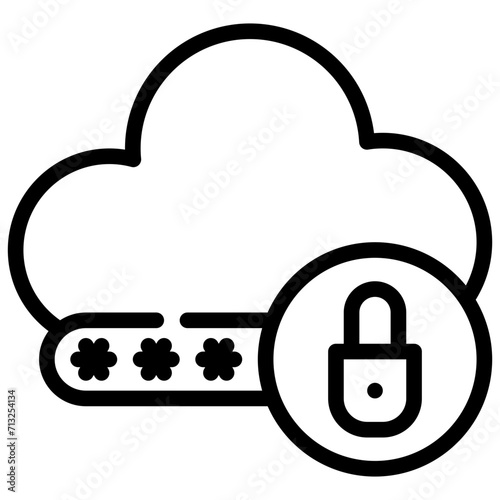 cloud storage database lock protection security key simple line