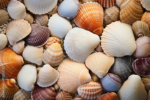 A variety of seashells in different colors