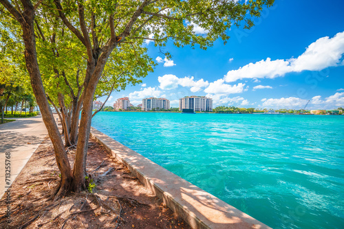 Fisher island view from Miami Beach South beach photo
