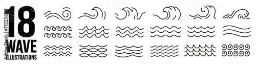 Photography Wave icon. Wave icon set. Water illustrations. Linear style.