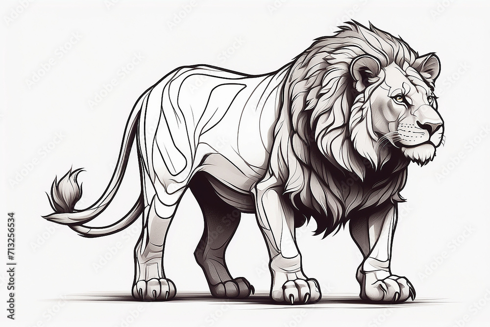 Minimalist Line Art of an African Lion for Kids AI Generative Minimalist Line Art of an African Lion for Kids AI Generative