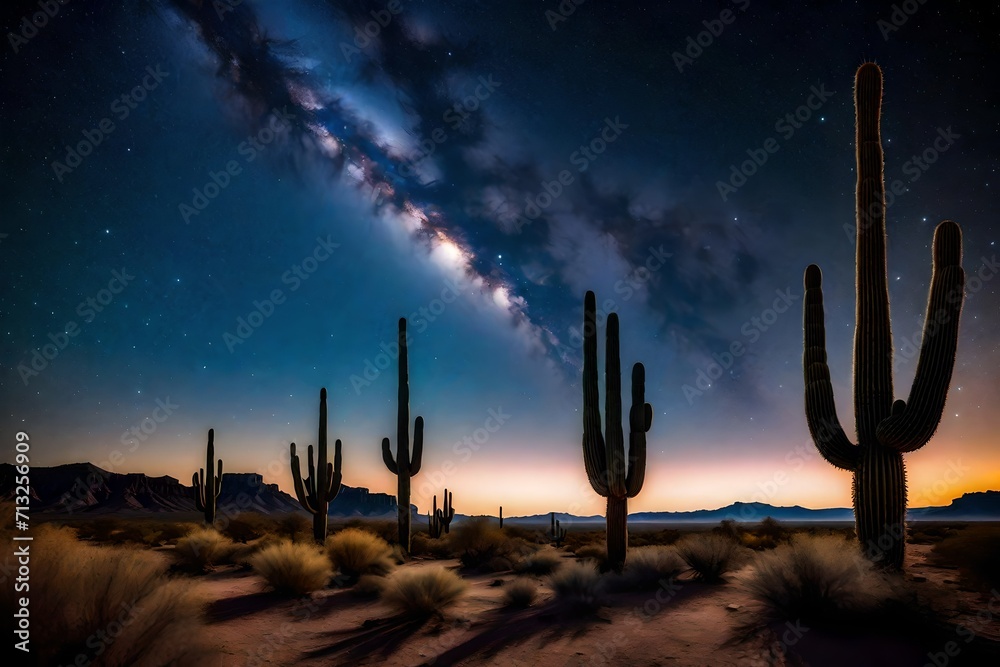 cactus in the desert under the black clouds