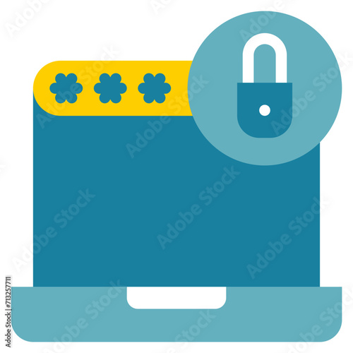 laptop key lock protection security flat style