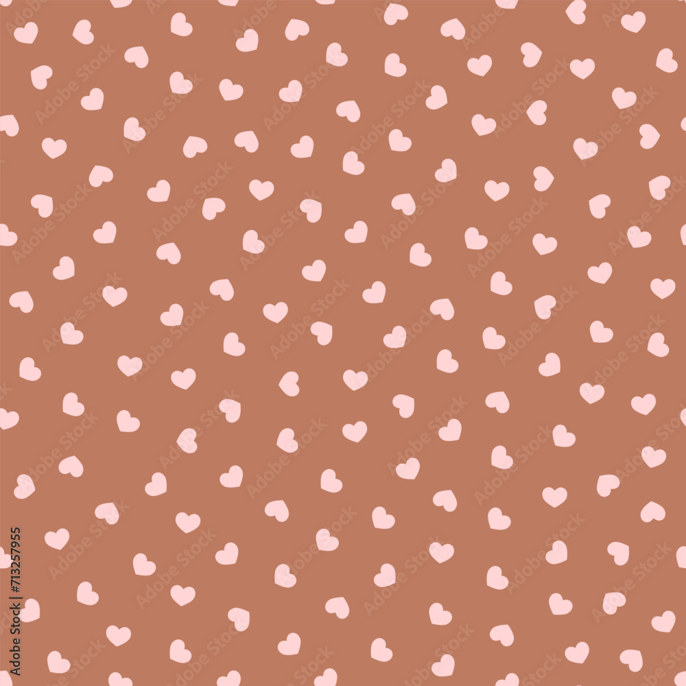 Vector illustration. Seamless pattern, Happy Valentine's Day, Brown background with hearts, love, happiness, templates, cards, wallpapers, for website, brochure, advertisement, social media