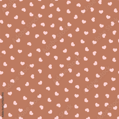 Vector illustration. Seamless pattern, Happy Valentine's Day, Brown background with hearts, love, happiness, templates, cards, wallpapers, for website, brochure, advertisement, social media