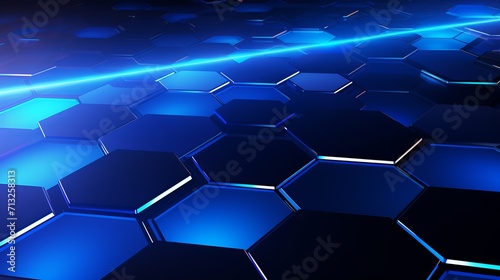 Abstract blue background with hexagons, close up