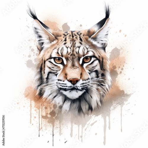 Lynx_pardinus in grunge style on white background