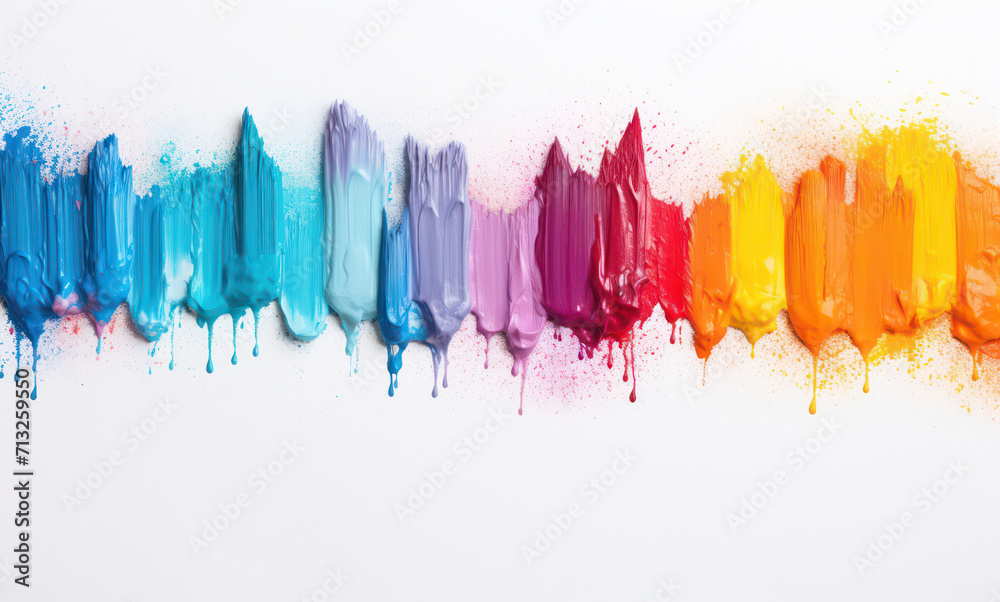 Colorful Splash: Artistic Rainbow of Abstract Paint, Textured Design, and Vibrant Hues on White Background