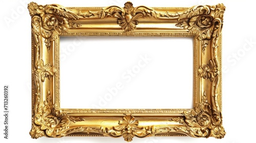 Gold Frame With White Background, Classic and Elegant Decorative Item for Displaying Artwork or Pictures