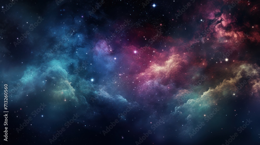 Naklejka premium Colorful Nebula in Scifi Universe, Background, Wallpaper