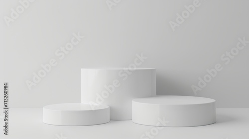 Three White Pedestals on a White Table