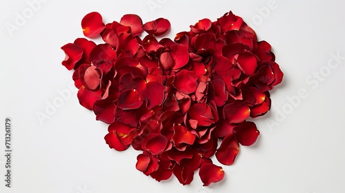 Heart Shaped Red Petals on White Background