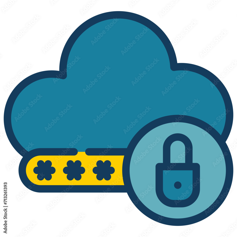 cloud storage database lock protection security key filled outline cloud storage database lock protection security key filled outline