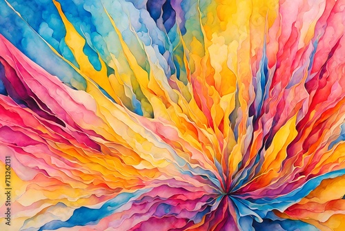 Masterpiece Bursting With Vibrant Vivid Chroma Colors, Gradients of Yellow, Blue and Pink (JPG 300Dpi 10800x7200)
