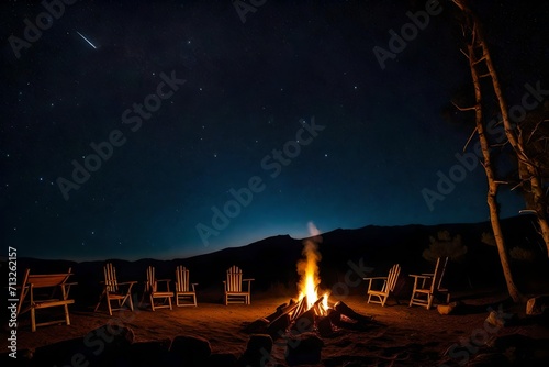 Bonfire in the starry night 