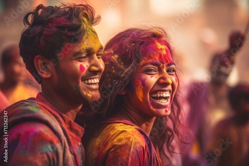 Everyone is happy and cheerful in holi festival