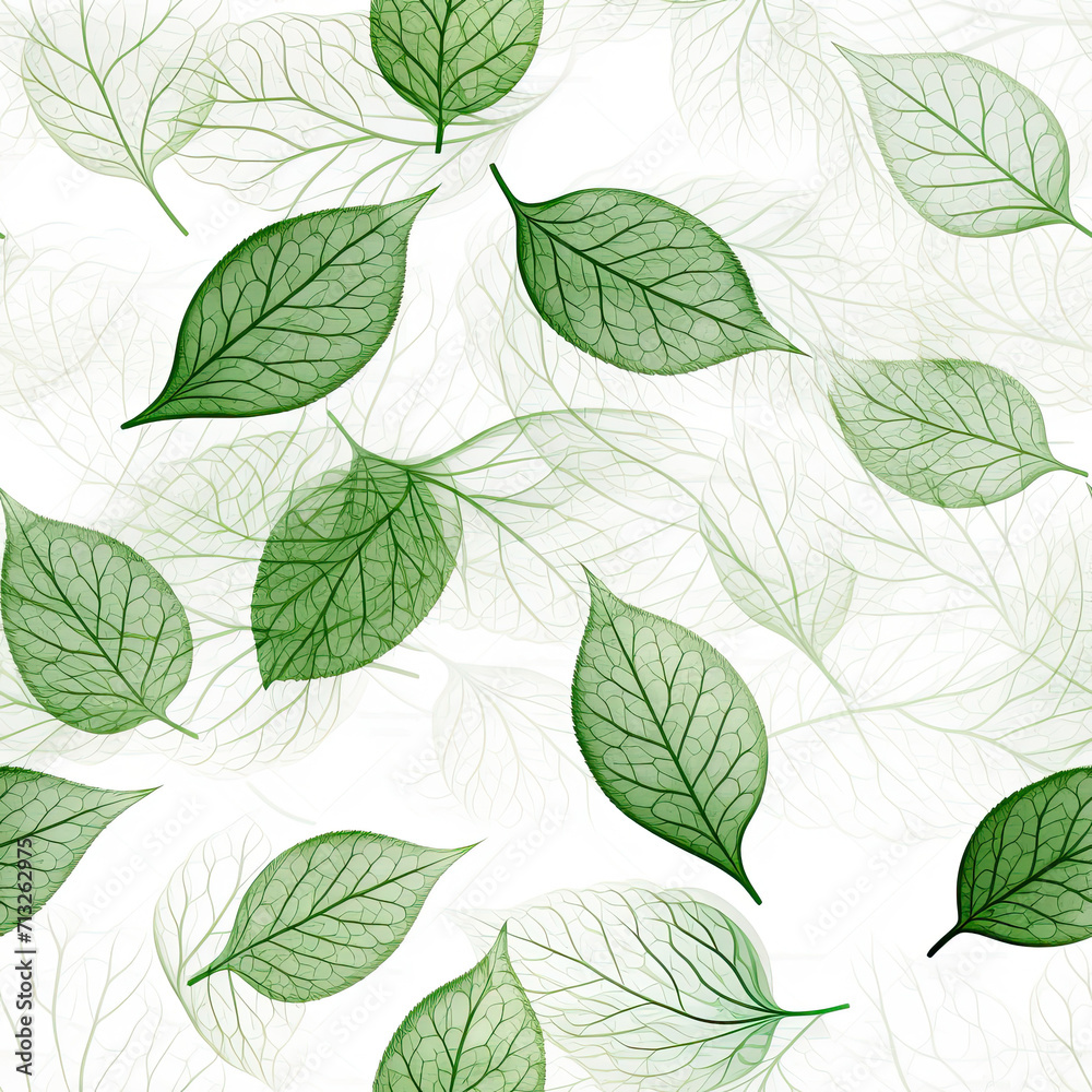 Seamless pattern of green leaves.