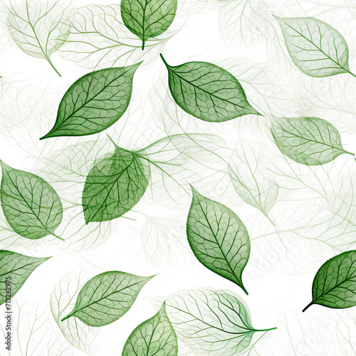 Seamless pattern of green leaves. © tbralnina