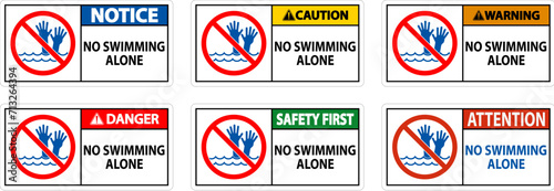 Pool Safety Sign Attention, No Swimming Alone