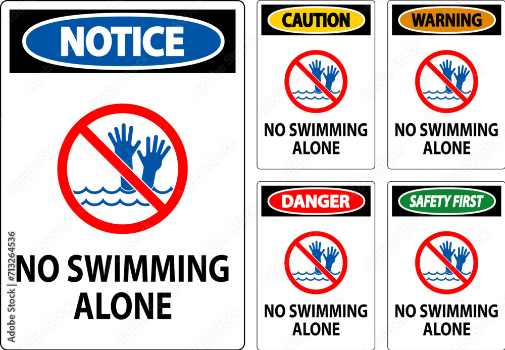 Pool Safety Sign Attention, No Swimming Alone