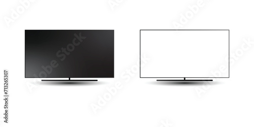  TV 4K flat screen lcd or oled, realistic plasma TV with stand. photo