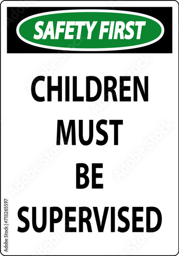 Pool Safety First Sign, Children Must be Supervised