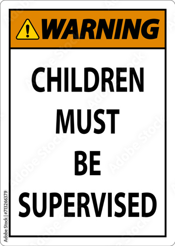 Pool Safety Sign Warning, Children Must be Supervised