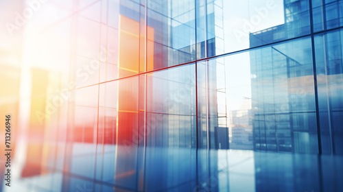 Blurred glass wall of modern business office building at the business center use for background in business concept. Blur corporate business office. Abstract office windows background.