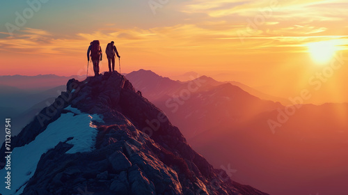Two people have conquered a mountain peak © Ilya