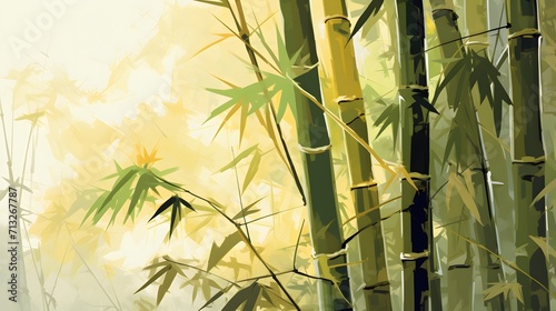bamboo drawing. oriental. 