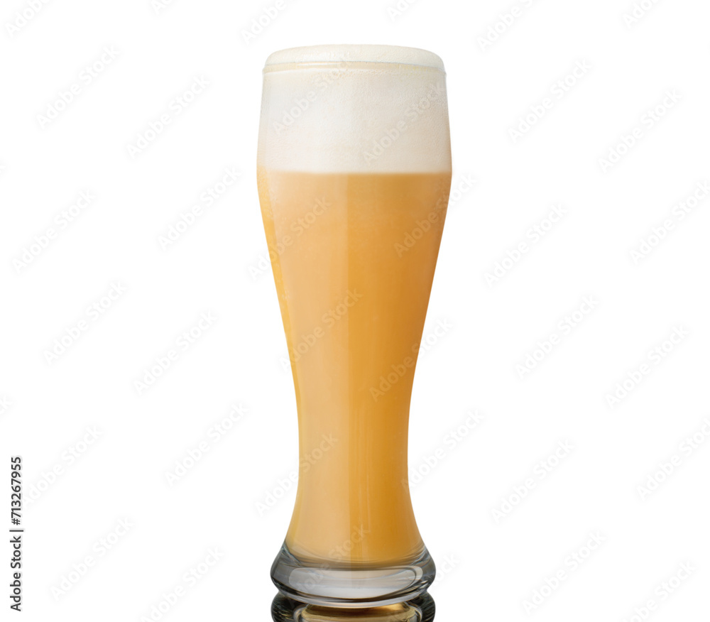 Full tall glass of german or belgian wheat bear isolated on white background Full tall glass of german or belgian wheat bear isolated on white background
