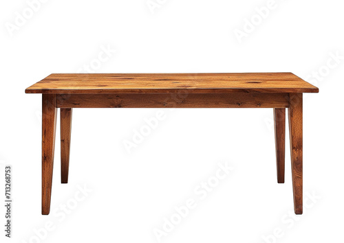 a wooden dining table with clean lines a transparent background. Isolated furniture for interior design.