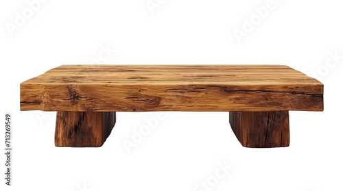 A sleek wooden coffee table isolated on a transparent background. Isolated furniture for interior design.