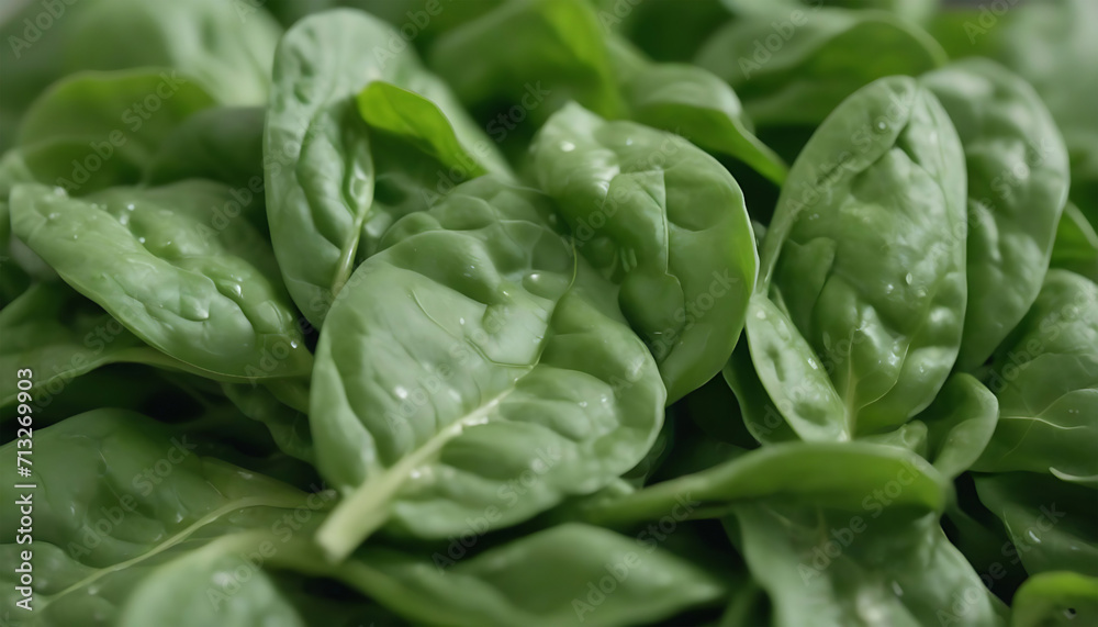 Fresh green spinach leaves background. Healthy food concept. Selective focus. Generative AI Fresh green spinach leaves background. Healthy food concept. Selective focus. Generative AI