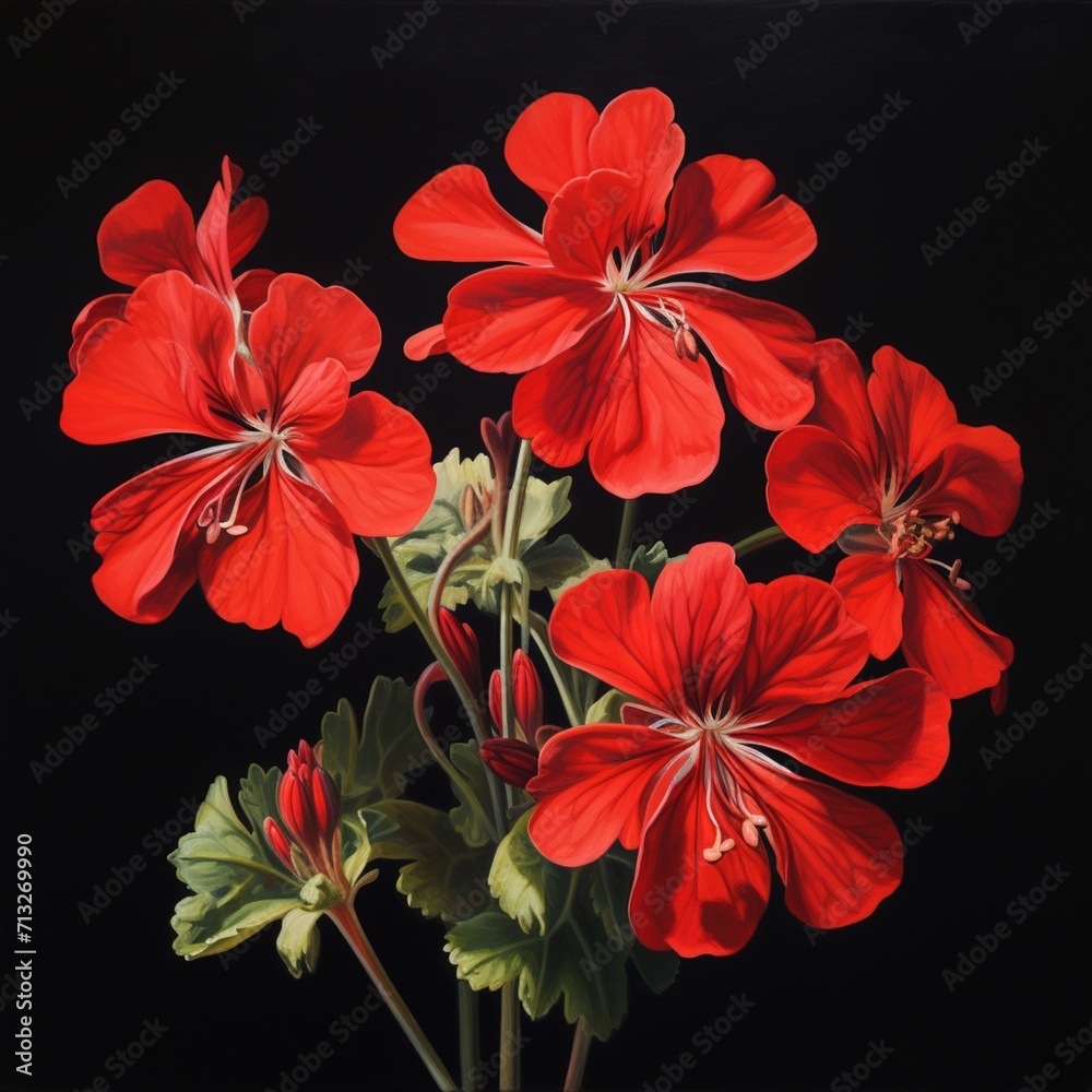 Geranium scarlet Flower Realistic AI Generated pictures