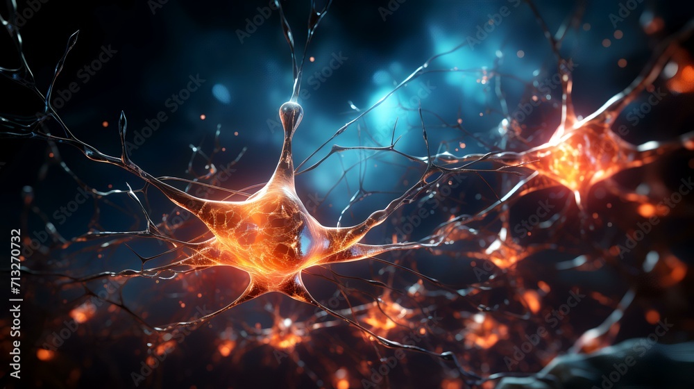 Neurons Brain Cell Medical with Black Background

