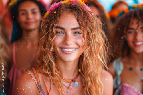 Summer Festival Radiance: A Portrait of Youthful Joy and Colors
