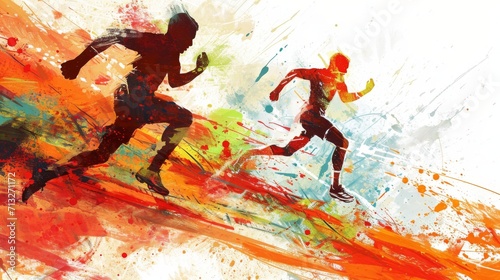 Brush strokes and splashes depicting an energetic sports scene background
