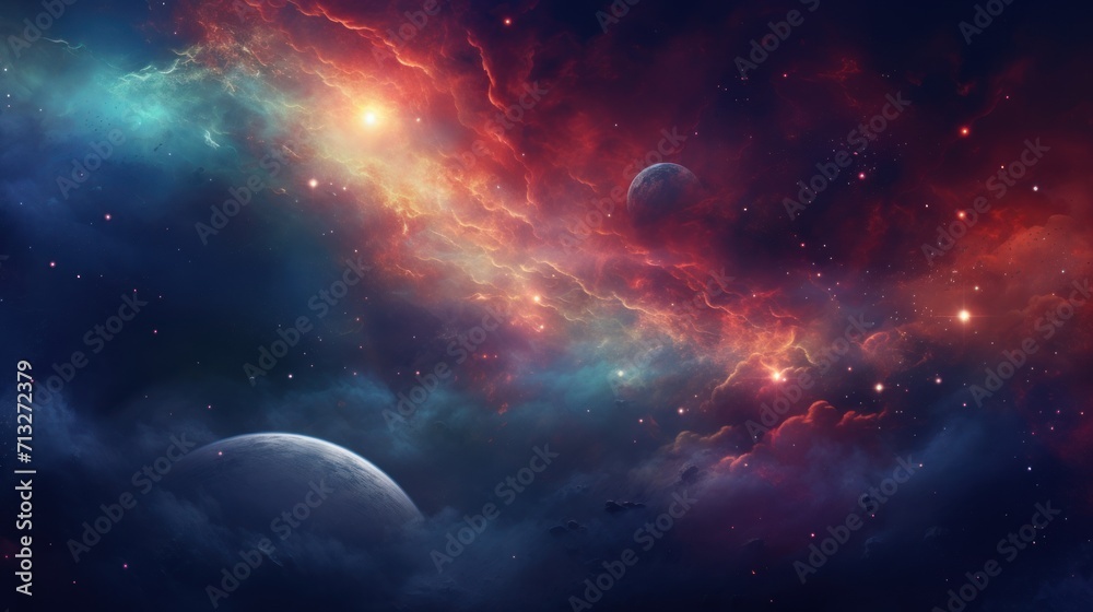 Fototapeta premium Colorful Nebula in Scifi Universe, Background, Wallpaper