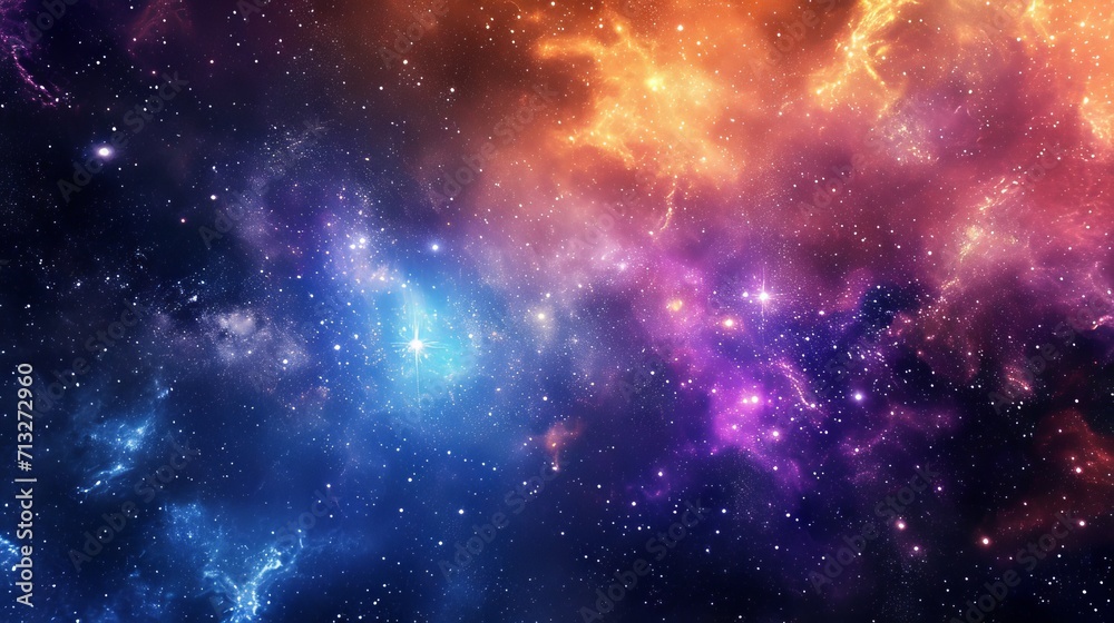 Galaxy-themed abstract art with stars and nebulas background