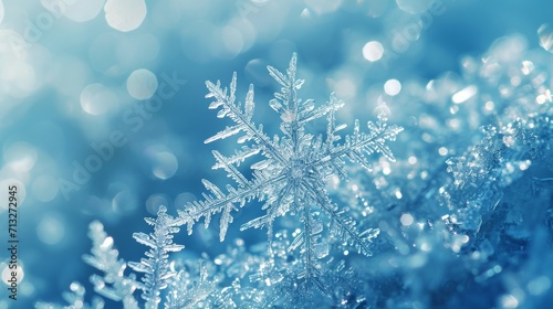 Glistening snowflakes abstract with delicate, crystalline structures background