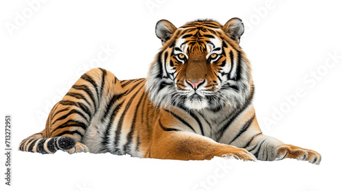 Tigre Majestuoso en un Mundo Blanco En fondo transparente.