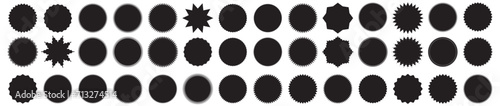 Set of vector starburst, sunburst badges. Vintage labels. Black colored stickers. A collection of different types and  black colors icon. AI 10.