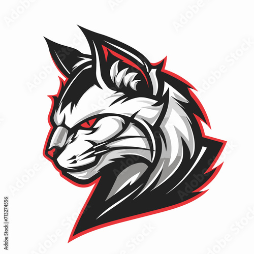 Esport vector cat logo on white background side view  cat icon  cat head  cat sticker