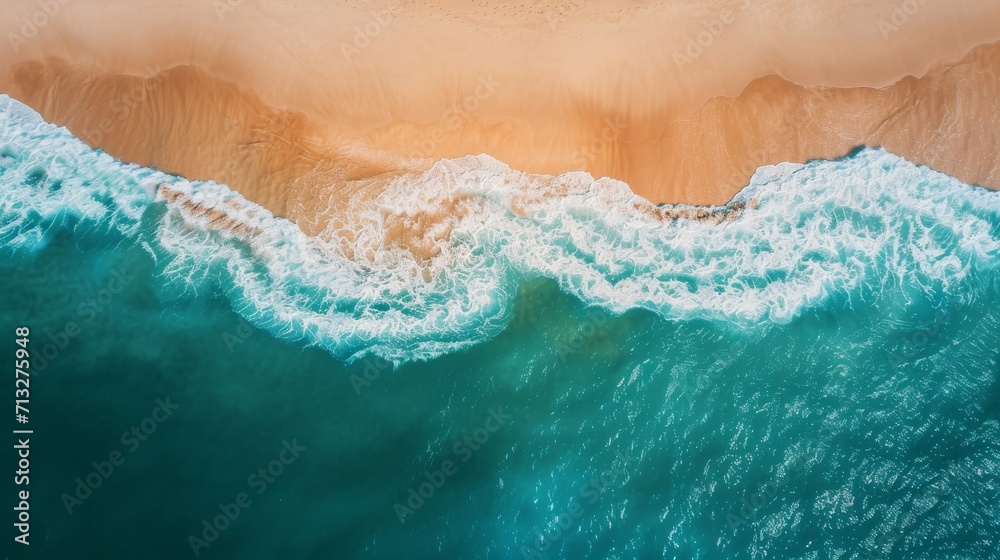 Sandy beach aerial view abstract with sea and shore textures background