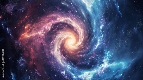 Spiral galaxy abstract with swirling cosmic patterns background