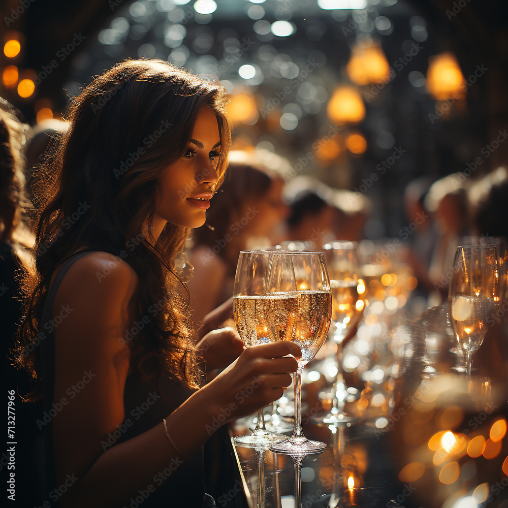 girl at party holding wine glass